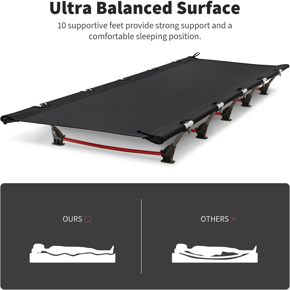 Portable Camping Cot Sleeping Cot Ultralight Backpacking Camping Cot Black
