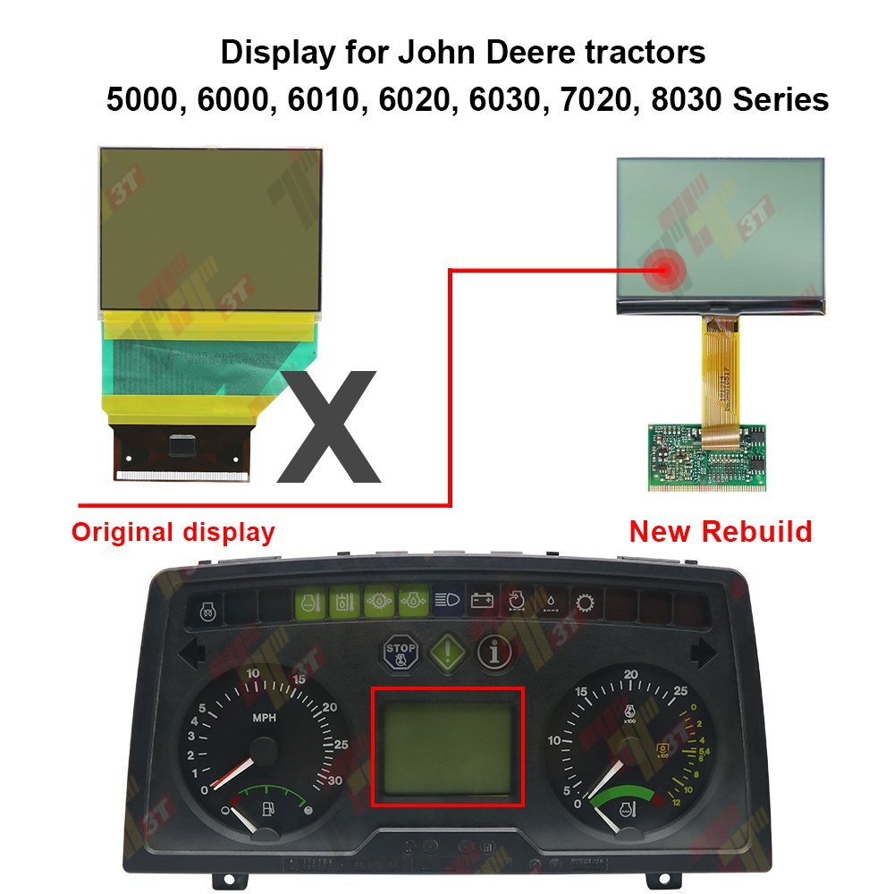Display for John Deere tractors BIF/ Dashboards/ Hour Meter Pixel Missing Repair