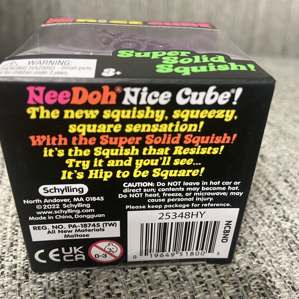 NEW Nee Doh Nice Cube Super Solid Squish Toy PURPLE NEW