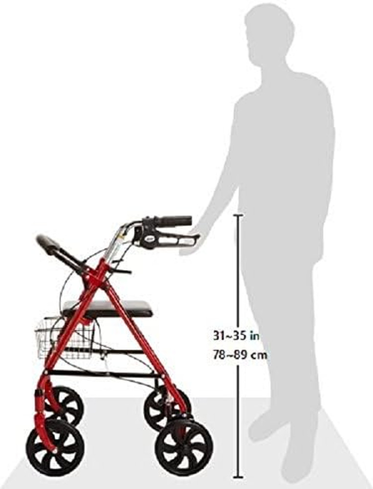 Rollator Walker with Seat - Stable Mobility Support - Height Adjustable - Durabl