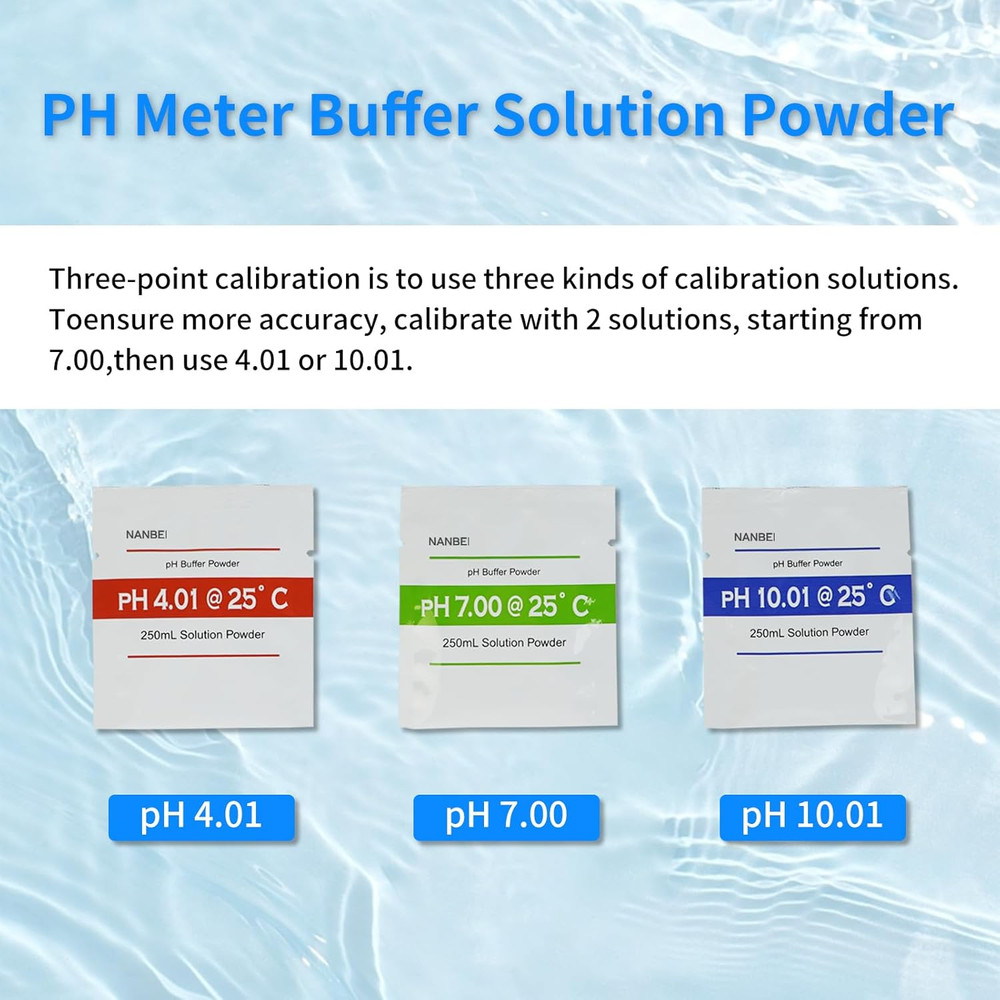 15 Pack pH Meter Calibration Buffer Powder - pH 4.01, 7.00, 10.01