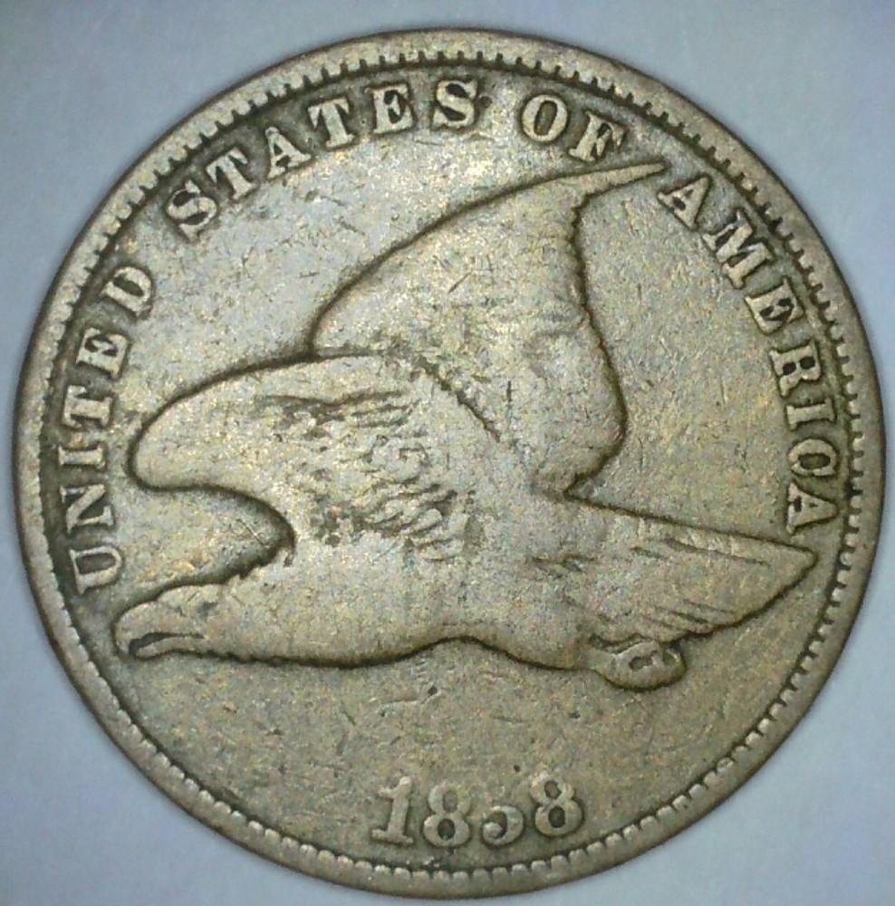 1858 SL FLYING EAGLE CENT VG Reverse Cuds ODD-002 Broken S's 2 Mint Errors SE25R