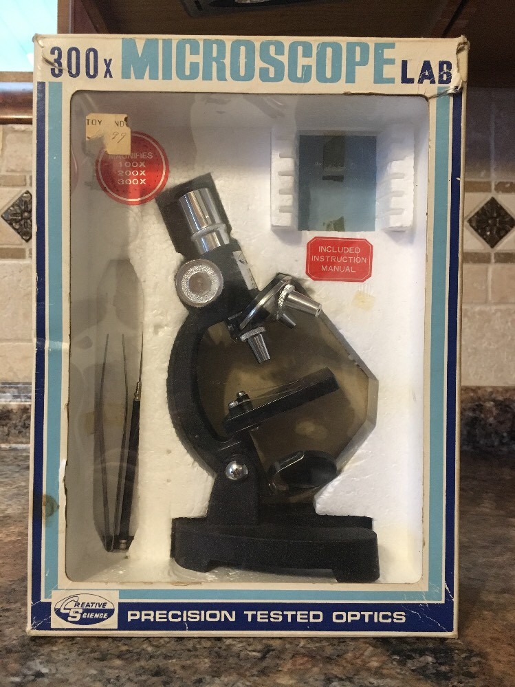 Vintage Precision Tested Optics 300 Power Microscope Lab w/Box~Creative Science