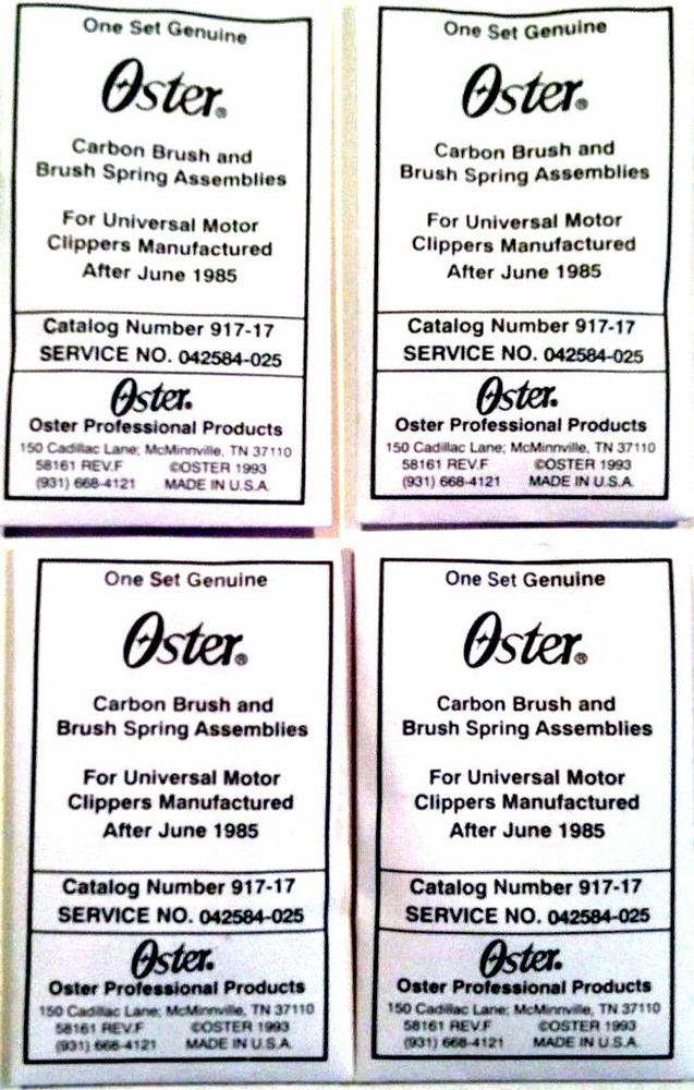 Oster Genuine Carbon Brush & Spring Assemblies, Models 76, 111, A-5.(4 Sets)