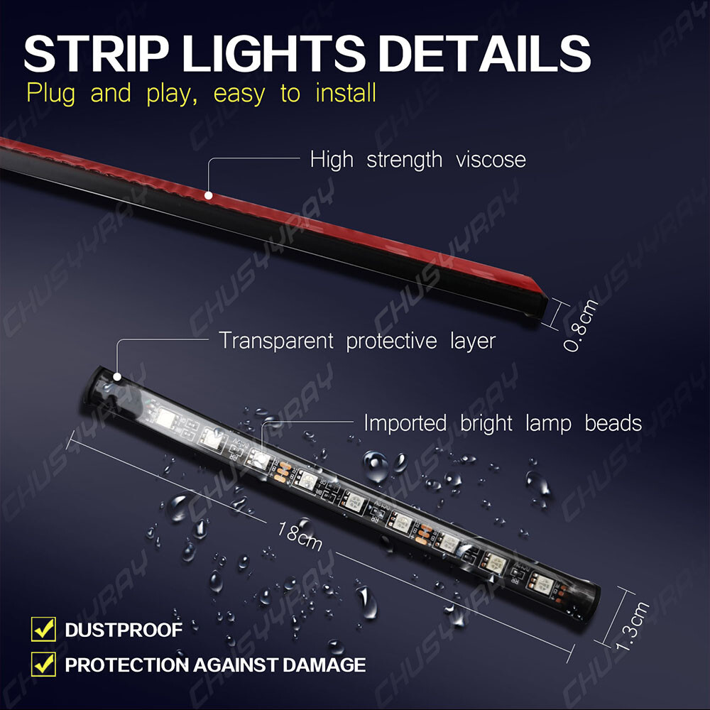 4Pcs RGB PC Case LED Strip Computer Light Bar PC Game Light With remote control