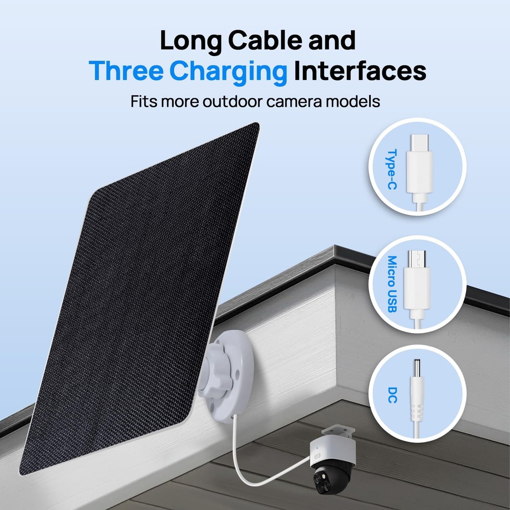 ECOWORTHY Solar Panel for Ring Camera Outdoor Wireless, 5W Fast Charging Comp...