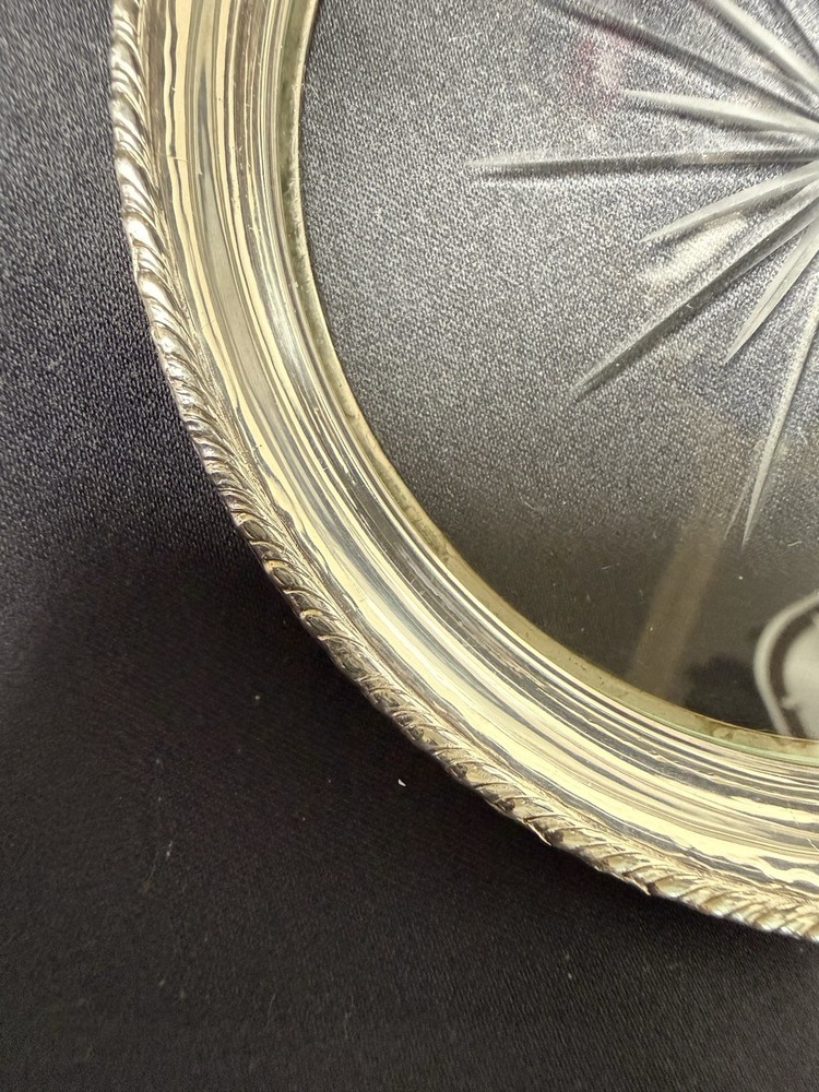 Vintage Sterling Silver Wine Coaster Cut Starburst Design