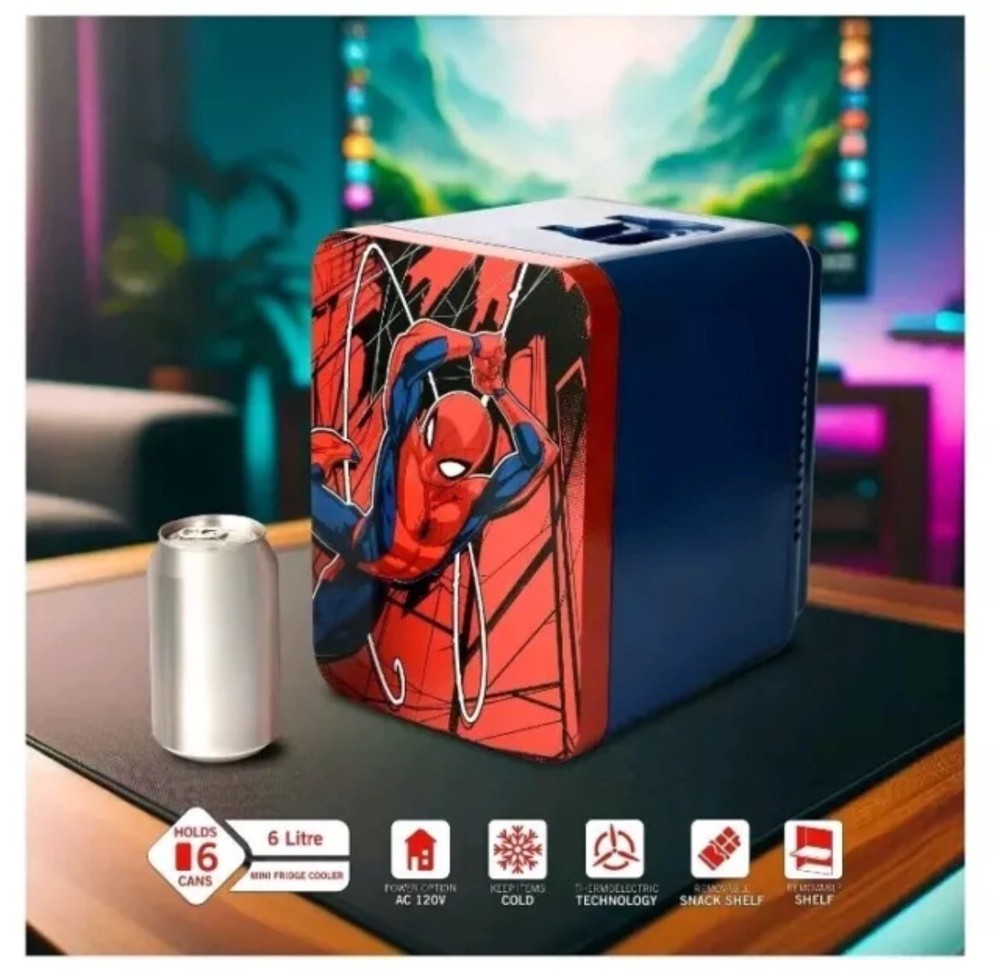 Marvel Spiderman 4L/6 Can Mini Fridge Cooler Ukonic