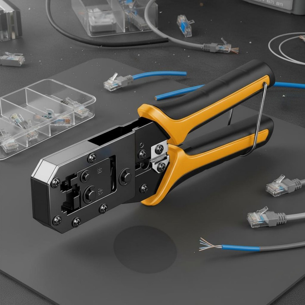 RJ45 Crimping Tool Ergonomic Handle Network Cable Safety Lock