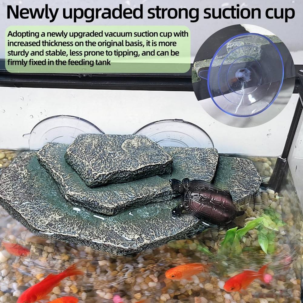 Green Tortoise Basking Platform Floating Resting Terrace With Suction Cup