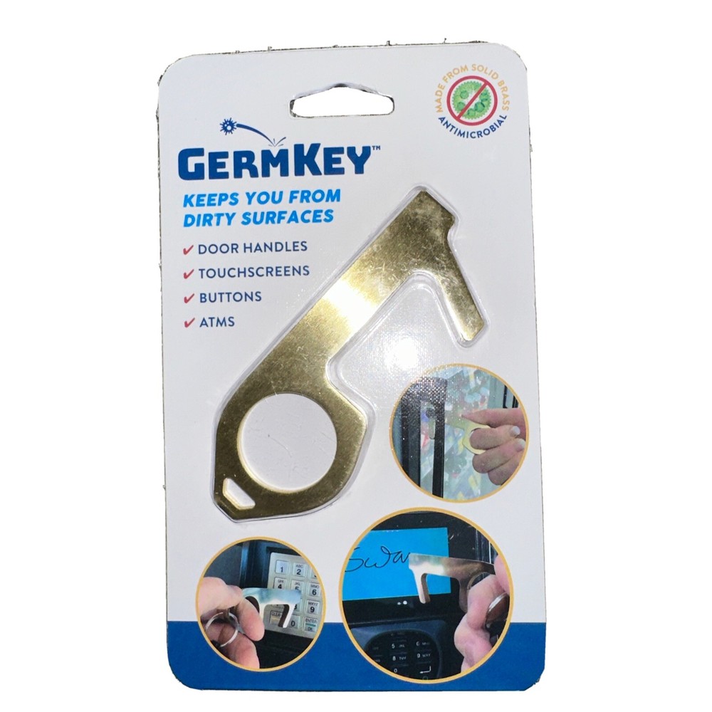 Germ Key - Solid Brass Antimicrobial - New In Original Pac