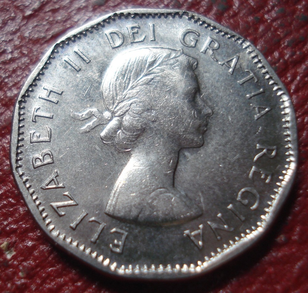 1958 CANADA 5 CENTS IN AU CONDITION