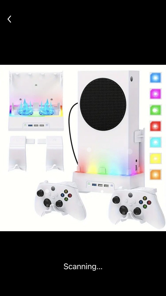 Xbox Series S Wall Mount With Cooling Fan System LED Lights an Controller Holder