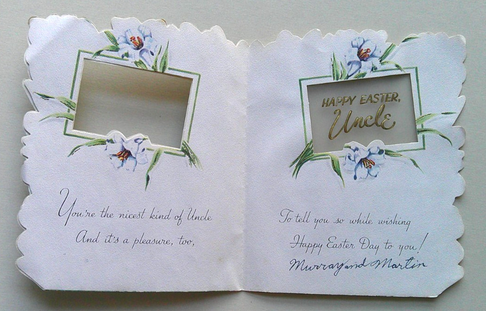 Embossed lilies vintage Easter Greeting card *ZZ7