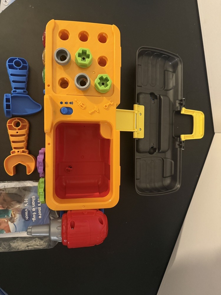 VTech Drill & Learn Toolbox Pro w/ Drill Hammer Wrench Screws Nails WORKS