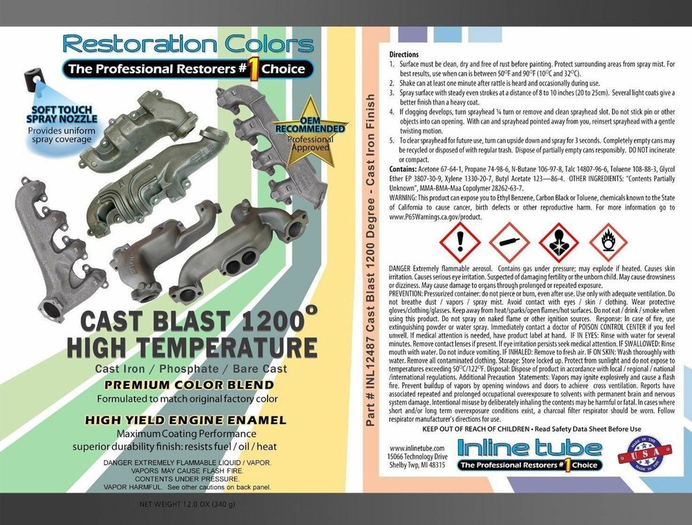 Cast Iron, High Temperature Manifold Paint, 1 Can