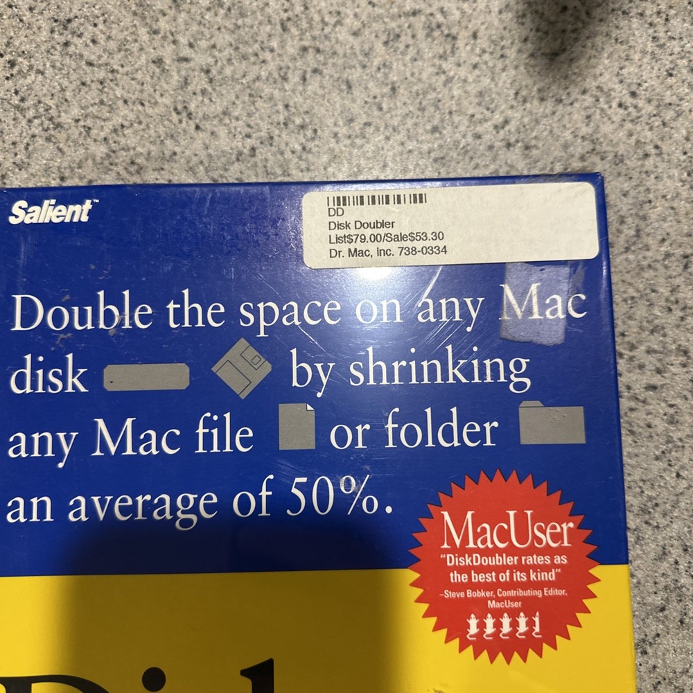 Vintage Disk Doubler Version 3.7 For Macintosh System 7 NEW SEALED Salient U17