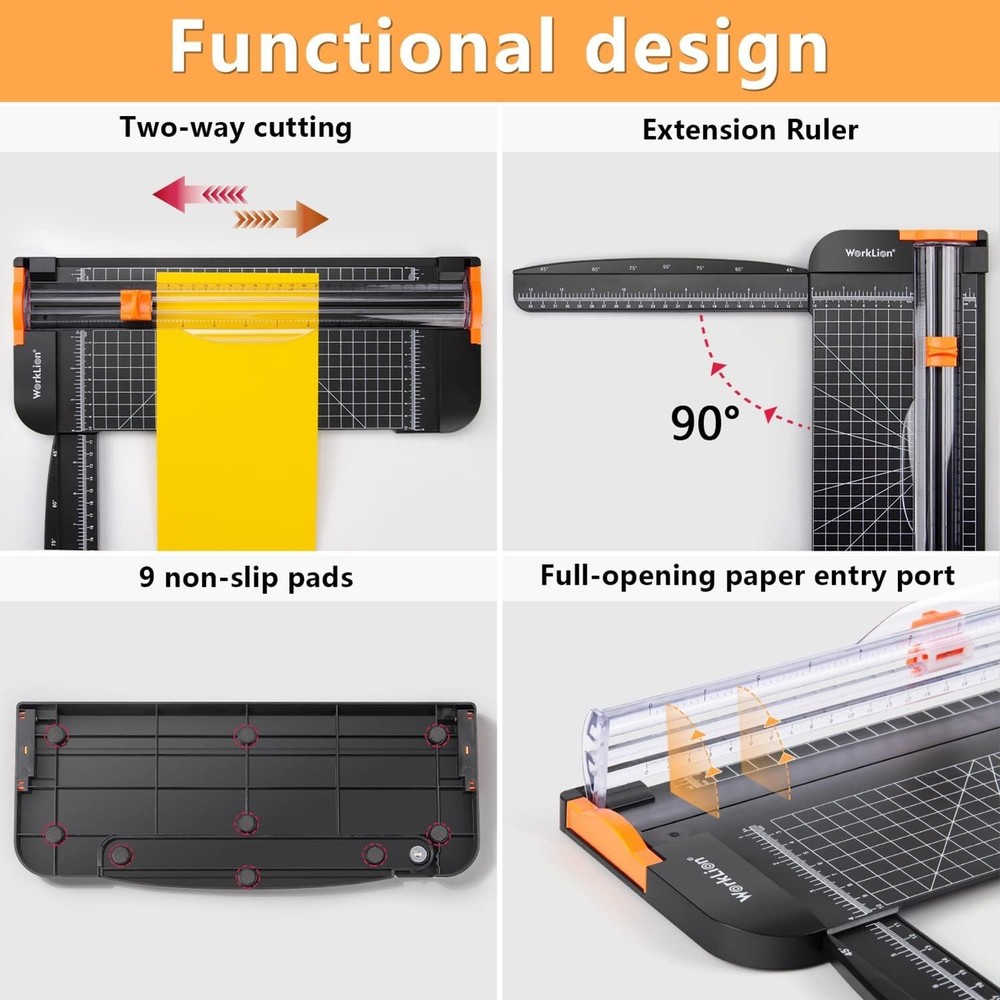Versatile Portable Paper Trimmer with Security Blade, Cuts Up to 12 Sheets