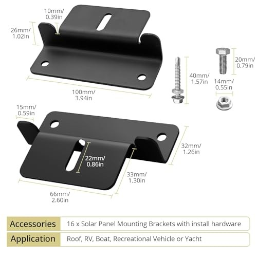 16PCS Solar Panel Mounting Z Brackets, Aluminum Solar Panel Mounting Black