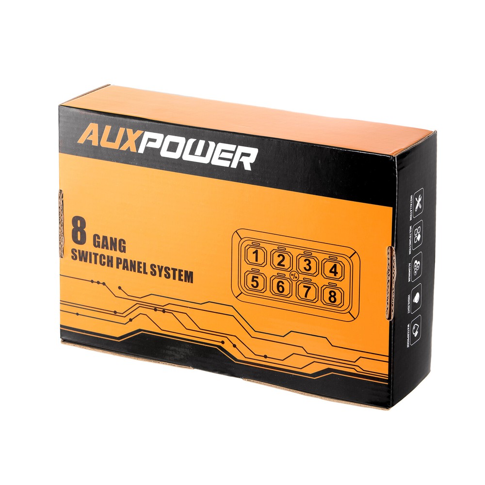 AUXBEAM 8 Gang Switch Panel LED Whip Light Toggle System Control ATV UTV 4WD 12V