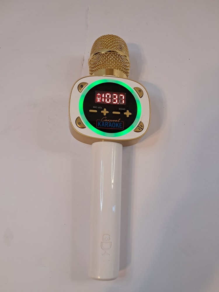 Carpool Karaoke Portable Wireless Bluetooth Microphone Gold White Singing