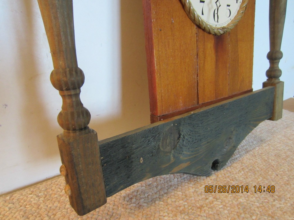 NAUTICAL COLONIAL WOOD & ROPE TALL SHIP CLOCK