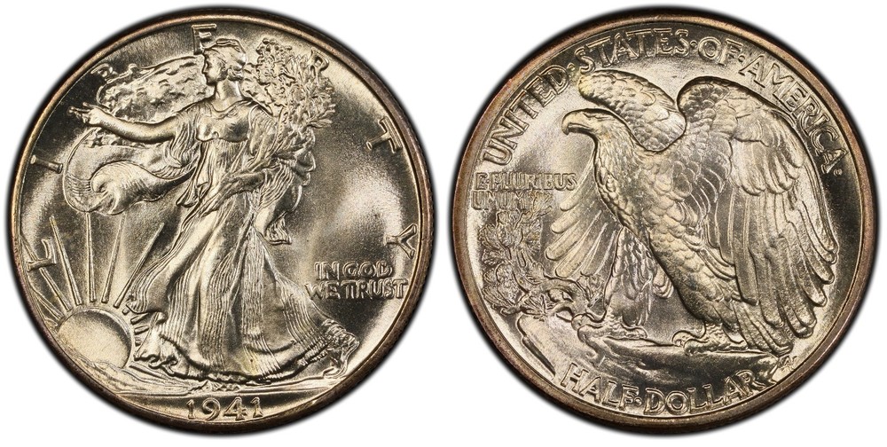 1941 50c PCGS MS 67 ~ HIGH-END SILVER WALKING LIBERTY HALF