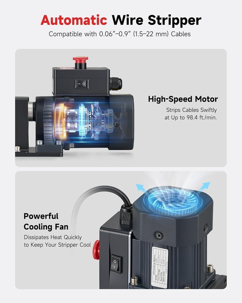 Automatic Wire Stripper Machine, Wire Stripper Electrical for 0.06"-0.9" 1.5-...