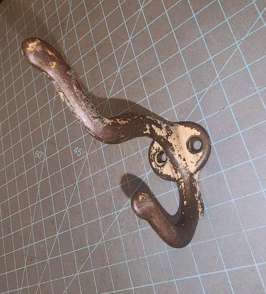 Antique Cast Iron Double Coat Hat Hook - gwW