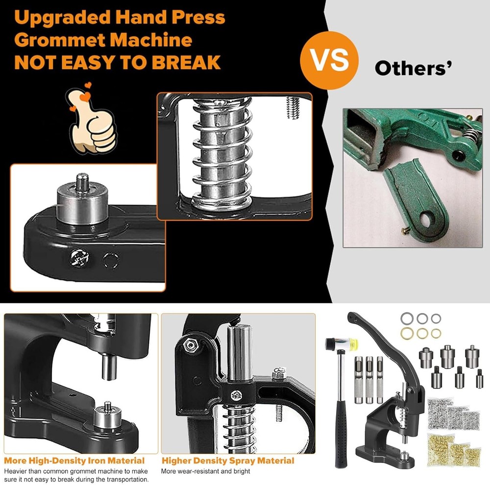 Grommet Press Machine Kit 3000pcs Eyelets w/3 Dies