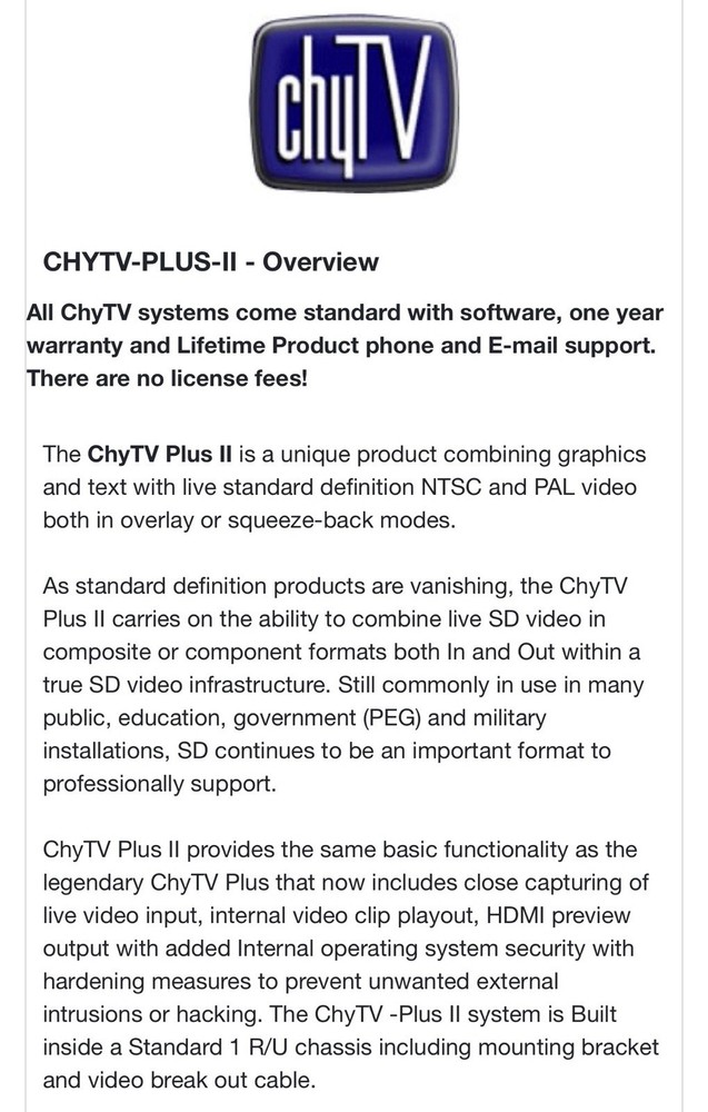 ChyTV Plus II Standard-Definition Professional Graphic System
