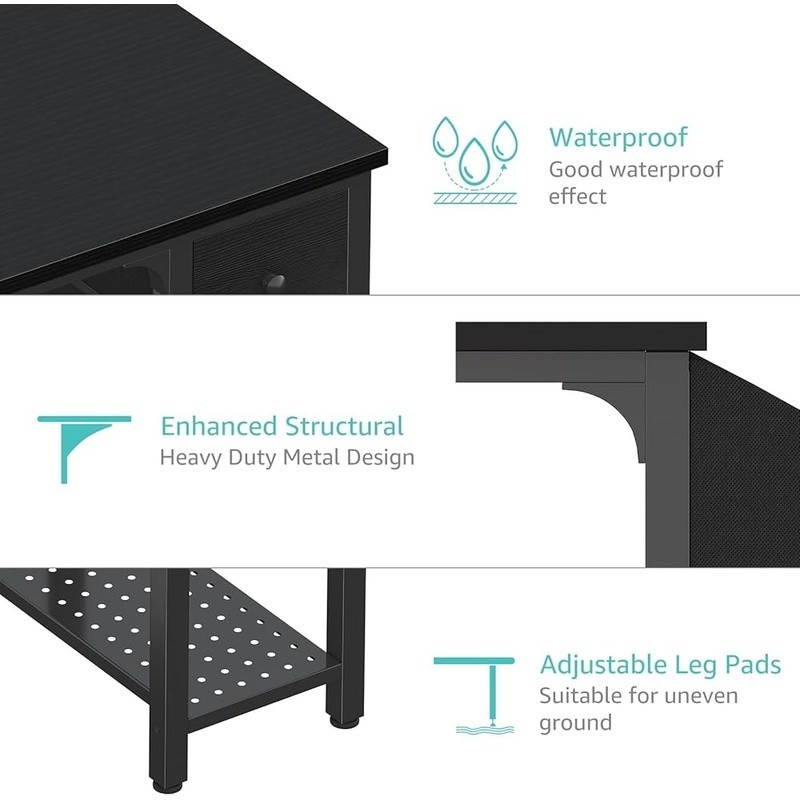 Compact Computer Desk W/ Storage Shelves & Sturdy Structure Home Office New