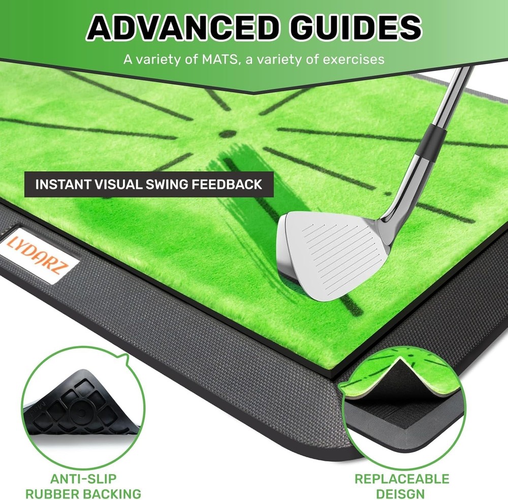 Golf Practice Mat with Instant Swing Path Feedback – Portable & Durable 3-in-1