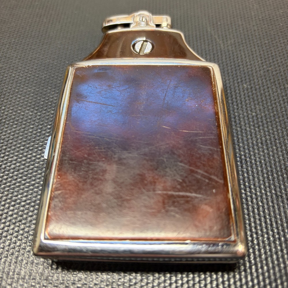 Ronson Mastercase Art Deco Cigarette Case Combo Lighter - Brown and Silver Tone