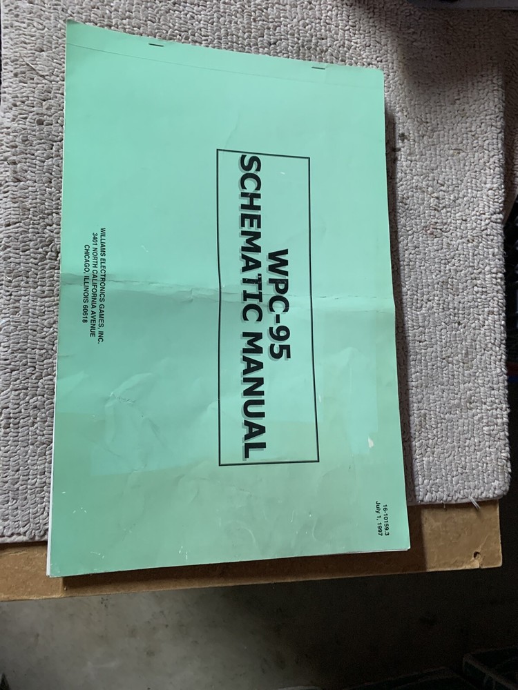 Original WPC 16-10159.3 Schematics Williams pinball arcade game manual