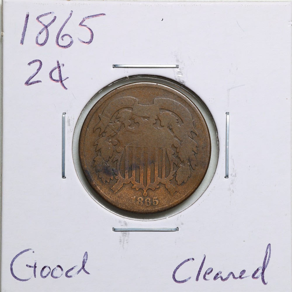 1865 2C Two Cent Piece with Good Detail Cleaned #2890