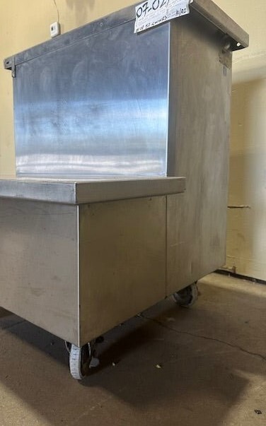 LOW TEMP STAINLESS STEEL 2 STEP WORK COUNTER STATION ON CASTERS