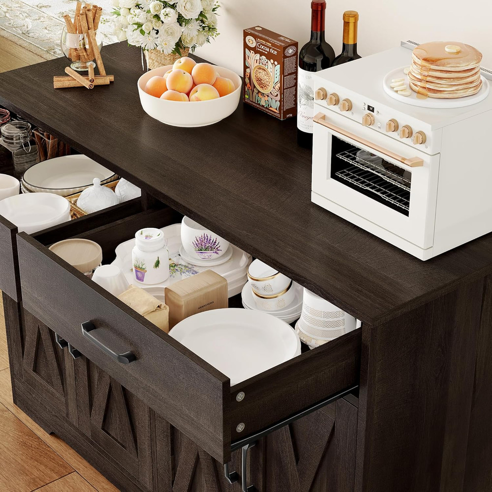 HOSTACK Buffet Cabinet with Storage, 47.2" Kitchen Sideboard Buffet with Drawers