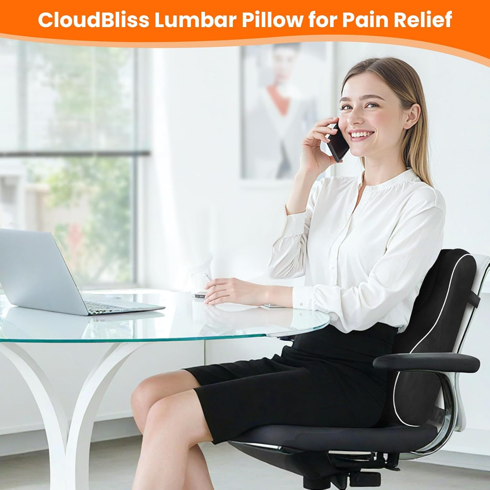 Ergonomic Lumbar Support Pillow – Memory Foam for Lower Back Pain Relief, Adjust