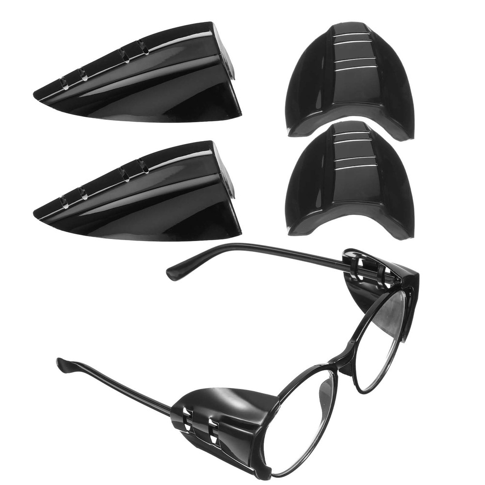 2 Pairs Safety Glasses Side Shields Black Protective Eyewear Covers