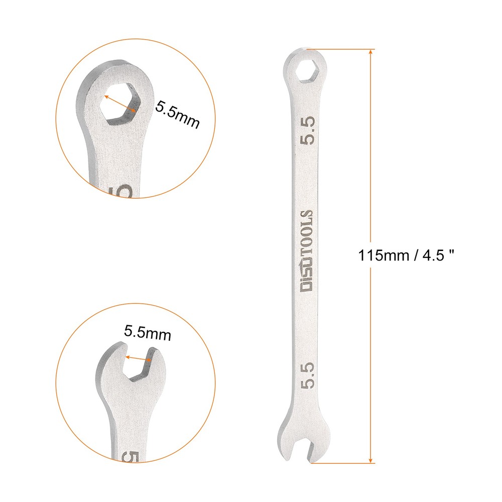 2pcs Thin Combination Wrench 5.5mm Metric 6-Point 15 Degree Offset Wrenches