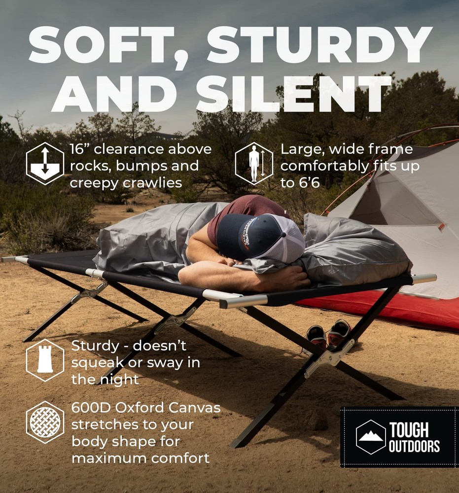 Evergreen Camping Cot XL - Cots for Sleeping - Foldable Camping Beds for Adul...