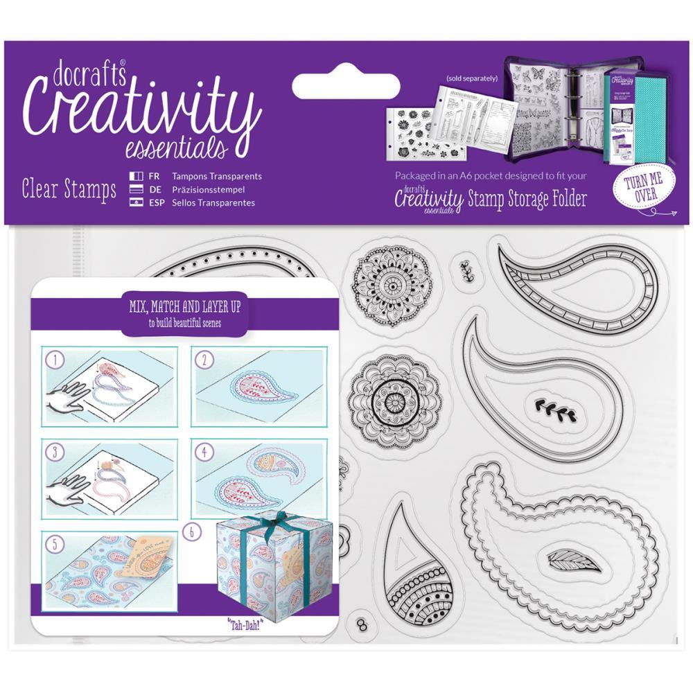 Creativity Essentials A6 Clear Stamps Paisleys S-5, NEW