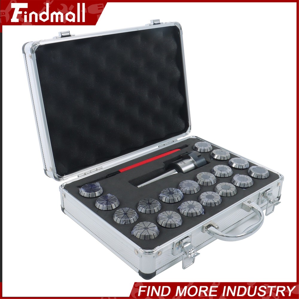 Findmall ER32 Collet Set 18pc for MT3 Spindle M12 Thread Spring Collets