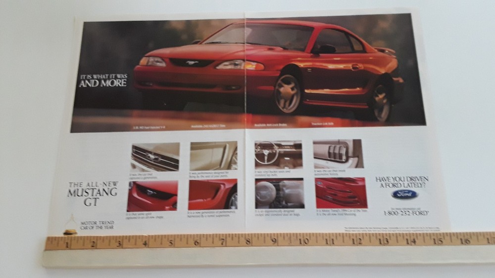 1994 MUSTANG GT ORIGINAL 2 PAGE AD