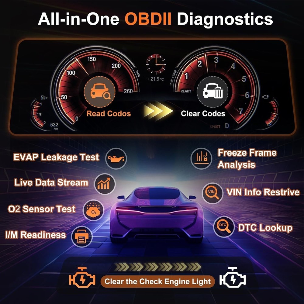 Y2 2.8'' Color Graphing Screen OBD2 Scanner Diagnostic Tool,Enhanced PRO