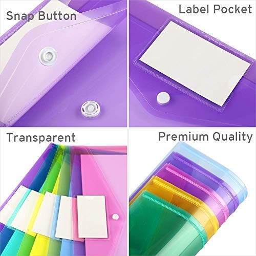 Pack Folders Plastic Envelopes, Clear Plastic File Folder for Document, 12