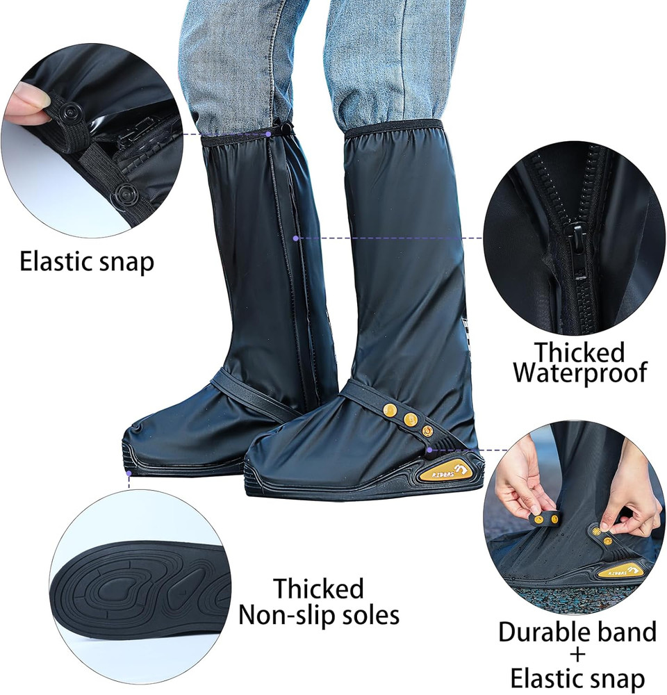 Waterproof Rain Boot Shoe Cover with Reflector Reusable & Foldable