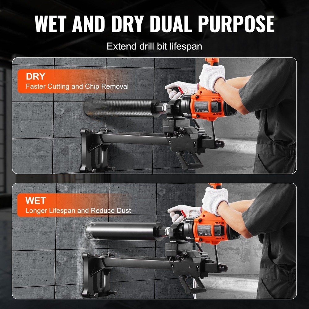 Efficient Core Drilling Machine 2000W 0.8-6.3in Dual Use Format