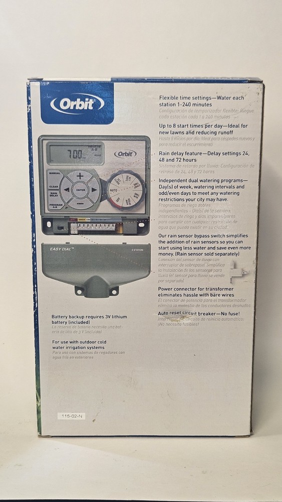 Orbit Easy Dial 4-Station Indoor Sprinkler Timer Controller 57874 New Open Box